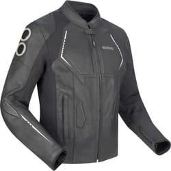 Bering Radial Veste de moto en cuir/textile, noir-blanc, taille S pour Hommes