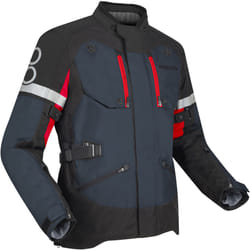 Bering Halifax 17353 Veste textile de moto imperméable, noir-gris-rouge, taille 3XL pour Hommes