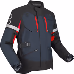 Bering Halifax 17353 Veste textile de moto imperméable, noir-gris-rouge, taille 3XL pour Hommes