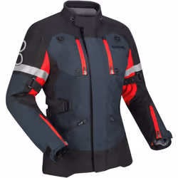 Bering Halifax 17353 imperméable dames moto textile veste, noir-gris-rouge, taille 42 pour Femmes