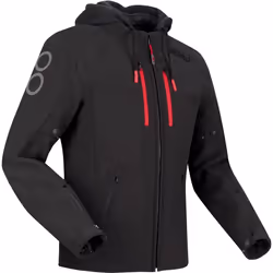 Bering Rotor Softshell Veste textile de moto imperméable, noir-rouge, taille L pour Hommes