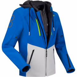 Bering Rotor Softshell Veste textile de moto imperméable, gris-bleu, taille M pour Hommes