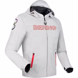 Bering Warwick Veste textile de moto imperméable, gris-rouge, taille M pour Hommes
