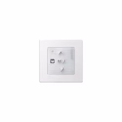 Description générale Module émetteur mural Somfy SMOOVE RS100 1 canal IO homecontrol blanc, conçu pour piloter les volets rou ...