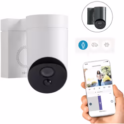 Somfy Outdoor Camera 2, caméra de surveillance extérieure blanche Caméra de surveillance extérieure avec sirène (110dB) intég ...