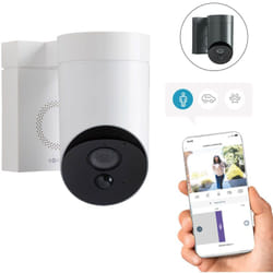 1875325 - Outdoor Camera blanche 2 - Caméra de surveillance extérieure wifi - 1080p Full hd - Sirène 110 dB - Branchement possible sur luminaire