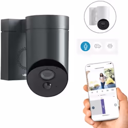 Somfy Outdoor Camera 2, caméra de surveillance extérieure Grise Caméra de surveillance extérieure avec sirène (110dB) intégré ...