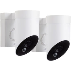 1875340 - 2 Outdoor Camera blanches 2 - Caméras de surveillance extérieures sans fil - Sirène 110 db - Branchement Possible sur Un Luminaire Existant