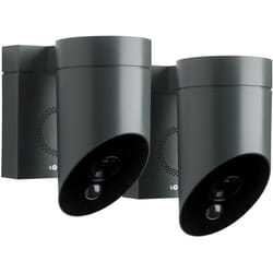SOMFY 1875341 - 2 Outdoor Camera grises 2 - Caméras de surveillance extérieures sans fil - Sirène 110 DB - Branchement Possible sur Un Luminaire