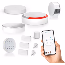 Home Alarm Essential - Pack vidéo, alarme sans fil connectée Inclus 1 sirène extérieure de 112dB, 1 sirène intérieure de 105d ...