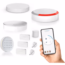 Home Alarm Essential - Pack clavier, alarme sans fil connectée Inclus 1 sirène extérieure de 112dB, 1 sirène intérieure de 10 ...