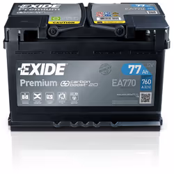 Exide Premium EA770, 77 Ah, 12 V, 760 A, Voiture, Noir, 175 mm