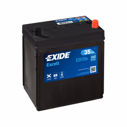Batterie de marque EXIDE modèle EB356 (type de bac: B19 ) Tension: 12V Intensitée: 240A CCA Capacitée: 35Ah Dimensions: 187x1 ...