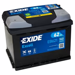 Exide EB621, Sealed Lead Acid (VRLA), 62 Ah, 12 V, 540 A, Voiture, Sans entretien