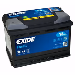 Exide Excell EB741, Sealed Lead Acid (VRLA), 74 Ah, 12 V, 680 A, Voiture, Sans entretien