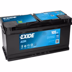 Exide EK1050, Mat de verre absorbé, 105 Ah, 12 V, 950 A, Voiture, Sans entretien