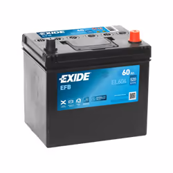 Batterie de marque EXIDE modèle EL604 (type de bac: D23 ) Tension: 12V Intensitée: 520A CCA Capacitée: 60Ah Dimensions: 230x1 ...