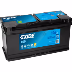 Exide EK1060, Mat de verre absorbé, 106 Ah, 12 V, 950 A, Voiture, Sans entretien