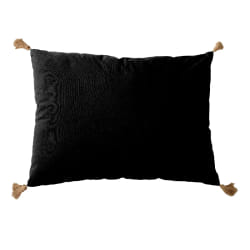 Tolinux Coussin 4 Pompons Noir (70x50 cm)