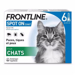 FRONTLINE Spot On chat -Anti-puces et anti-tiques pour chat - 6 pipettes