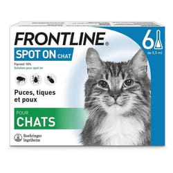 FRONTLINE Spot On chat -Anti-puces et anti-tiques pour chat - 6 pipettes