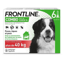 Frontline Combo chien - Anti-puces anti-tiques pour chien XL - 40-60kg - 6 pipettes