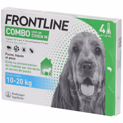 Frontline Combo chien - Anti-puces anti-tiques pour chien M - 10-20kg - 4 pipettes