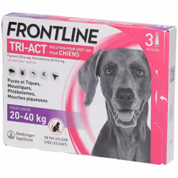 FRONTLINE 3 pipettes Tri-Act - Pour chien de 20 a 40 kg - TU