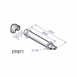 Ventouse horizontale avec coude. Colis : DY871 - Fournisseur: DE DIETRICH - Reference: 100008296 - Terminal horizontal Alu/PP ...