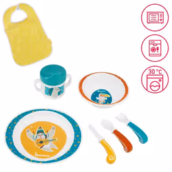 Badabulle Yummy sets pour les repas du nourrisson Bleu, Blanc, Jaune