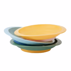 Badabulle Lot de 3 assiettes antidérapantes, Assiette pour enfant en bas âge, Bleu, Vert, Jaune, Polypropylène (PP), Garçon/F ...