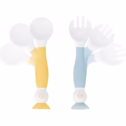 Badabulle Couverts d'apprentissage flexibles, Couverts pour enfants en bas âge, Bleu, Vert, Blanc, Polypropylène (PP), Acier, ...