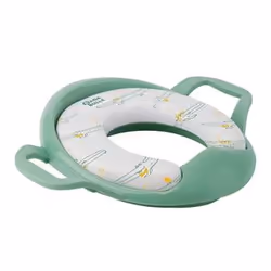 Badabulle RÉDUCTEUR DE TOILETTE CONFORT AVEC POIGNÉES, Allongé, Abattant souple, Vert, Blanc, Polypropylène (PP), Polyvinyl c ...