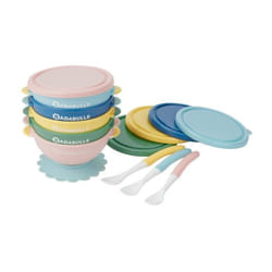 Badabulle Lot de 5 bols antidérapants et 3 cuillères souples
