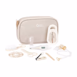 Babymoov Trousse de soin bébé - Dès la naissance - Compact avec 9 Accessoires essentiels de soin Sable