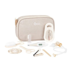Babymoov Trousse de soin bébé - Dès la naissance - Compact avec 9 Accessoires essentiels de soin Sable
