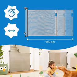 Badabulle B025235 barrière de sécurité 1,4 m Ceinture rétractable