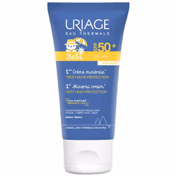 Uriage Bébé - 1ère crème minérale spf50+, Crème d’écran solaire, Tube, Tous types de peau, 50 ml, Enfants, DICAPRYLYL CARBONA ...