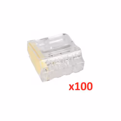 Connecteur automatique 4 entrées fil 1.5-2.5mm² transparent - jaune (boite de 100) miniature pour gain de place SIB ADR P0713 ...