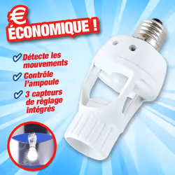Douille à détection de mouvement à équiper d'une ampoule. Petit produit écologique et économique : dès lors qu'une présence e ...