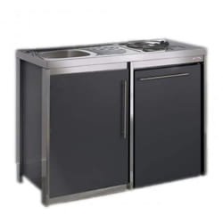 Cuisinette avec plaque et réfrigérateur metalline 120cm, thermolaqué anthracite
