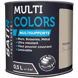 Peinture satinée à base de résine acrylique multi-supports. La technologie céramique Batir confère des propriétés > aux peint ...