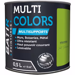 Peinture satinée à base de résine acrylique multi-supports. La technologie céramique Batir confère des propriétés « haute per ...
