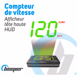 La VITESSE en affichage digitale sur votre pare-brise Le système MAGIC HUD* de Beeper vous permet d'afficher directement sur  ...