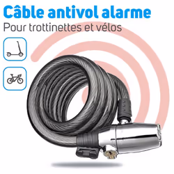Un antivol câble avec alarme performant Notre antivol avec alarme de 80 cm est ultra résistant avec un diamètre de 20 mm d'ép ...