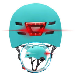Casque vélo loisir enfant avec feux avant et arrière intégrés Beeper - BLEU - Taille S : 48-53 cm
