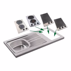 Description générale L'évier pour kitchenette MODERNA mesure 100x60 cm et est conçu avec une découpe pour un domino (non four ...