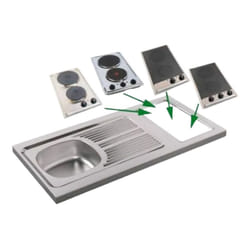 Evier pour kitchenette 100x60cm avec découpe pour Domino (non fourni), réversible.