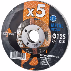 5 disques à tronçonner métal à moyeu déporté - D. 125 x Al. 22.23 x Ep. 2,5 mm - LEMAN - 123049.05