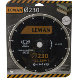 Disque diamant à segments - D. 230 x 2.5 x 22.23 mm - HT. 7 mm - Béton - LEMAN - 66230